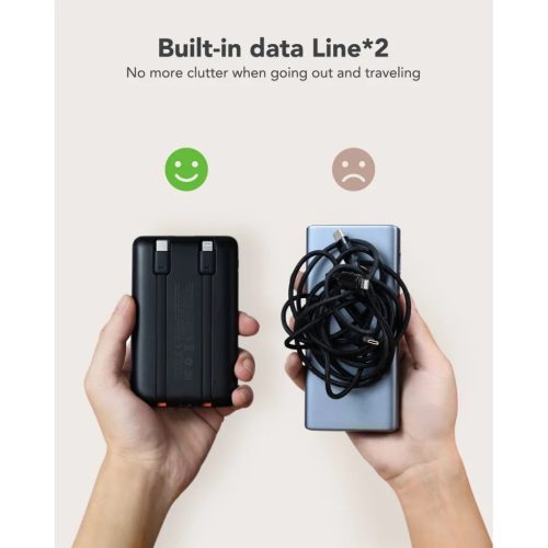 VEGER powerbank 10 000 mAh beépített kábelekkel Type C / Lightning -6970453557939 5 kép