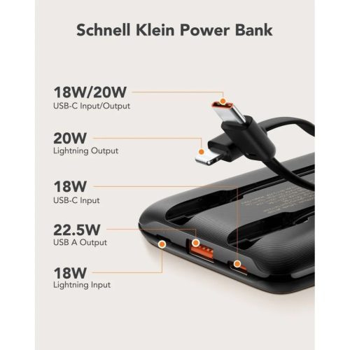 VEGER powerbank 10 000 mAh beépített kábelekkel Type C / Lightning -6970453557939 6 kép