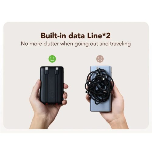 VEGER powerbank 10 000 mAh beépített kábelekkel Type C / Lightning -6970453557939 10 kép