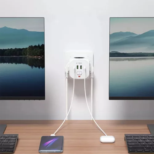 Tech-protect Pcl3x4 hálózati elosztó 2 USB & 2 Type-c & 3 aljzat fe-5906302372096 5 kép