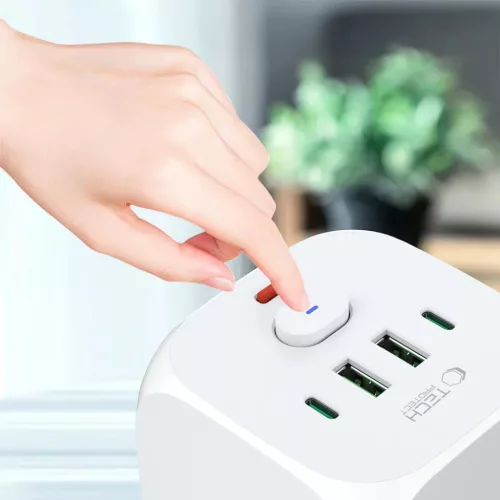 Tech-protect Pcl3x4 hálózati elosztó 2 USB & 2 Type-c & 3 aljzat fe-5906302372096 6 kép