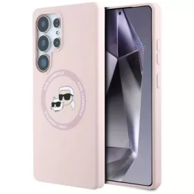   KARL LAGERFELD tok SAMSUNG Galaxy S25 Ultra KLHMS25LSKCHTCP (Mágneses szilikon kétfejű) rózsaszín tok