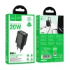 HOCO hálózati töltő Type C PD QC 20W N60 fekete-6942007648615 6 kép