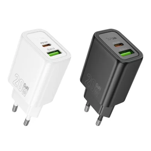 HOCO fali töltő USB A + Type C PD QC3.0 3A 20W N61 fekete-6942007648677 3 kép