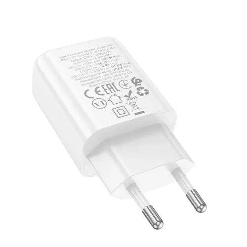 HOCO fali töltő USB A + Type C PD QC3.0 3A 20W N61 fehér-6942007648684 3 kép