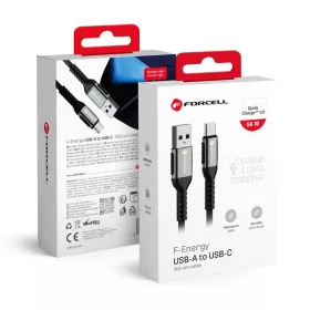   FORCELL F-ENERGY C256 kábel USB A-ról Type C-re QC3.0 3A 66W Cafule 3 m fekete