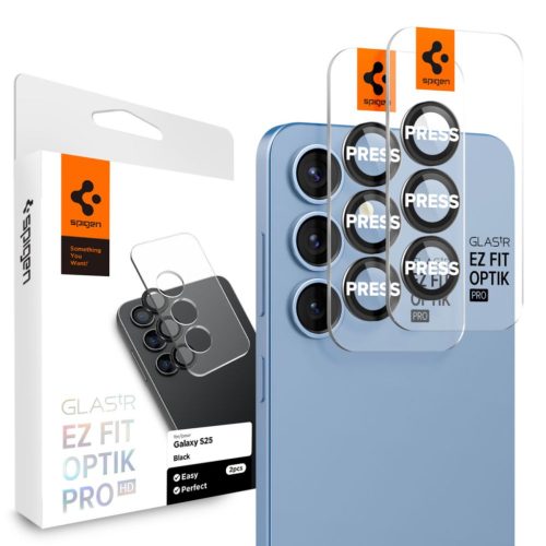 Spigen Optik Pro Glas.tr "Ez Fit" Kamera Üvegfólia 2 darab Galaxy S25 Fekete