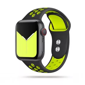   Apple Watch 4/5/6/7/8/SE/Ultra (42/44/45/49mm) Tech-Protect Softband óraszíj fekete/lime