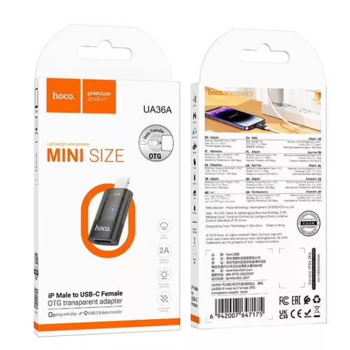 HOCO adapter OTG Lightning (férfi) to Type C (női) UA36A átlátszó-6942007647175 6 kép