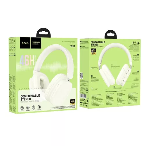 HOCO vezeték nélküli fejhallgató bluetooth W51 tejfehér-6942007619615 5 kép