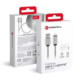 FORCELL F-ENERGY Metal C236 kábel USB A Lightning 2,4A 12W 1 m ezüst-5903396274497 1 kép