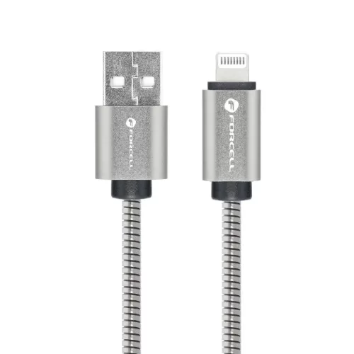 FORCELL F-ENERGY Metal C236 kábel USB A Lightning 2,4A 12W 1 m ezüst-5903396274497 3 kép