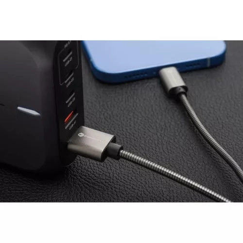 FORCELL F-ENERGY Metal C236 kábel USB A Lightning 2,4A 12W 1 m ezüst-5903396274497 7 kép