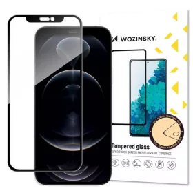   iPhone 16e/17e / 14 / 13 Pro / iPhone 13  Wozinsky Szuper Tartós Teljes Ragasztású Teljes Lefedettséggel Kerettel, fekete keretes üvegfólia