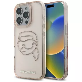   IPHONE 16 Pro rózsaszín KARL LAGERFELD tok KLHCP16LHKHDCELP (IML Rhinestones S K Head)