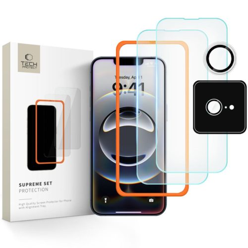 iPhone 16e üvegfólia Tech-Protect Supreme Készlet 3db-os szett edze-5906302360147 6 kép