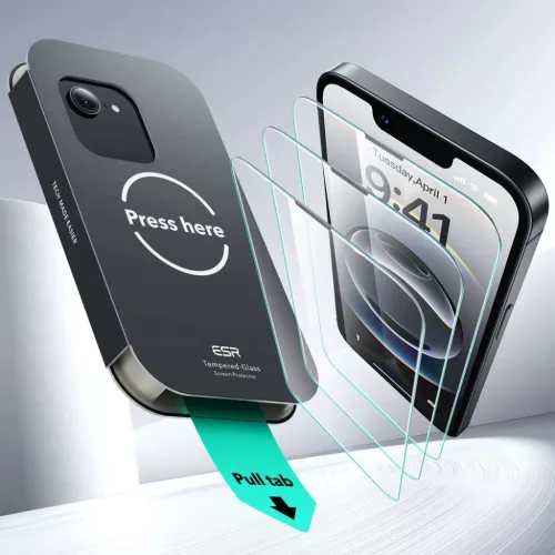  iPhone 13 / 13 Pro / 14 / 16e/17e Átlátszó Edzett Üveg ESR UltraF-4894240266144 6 kép