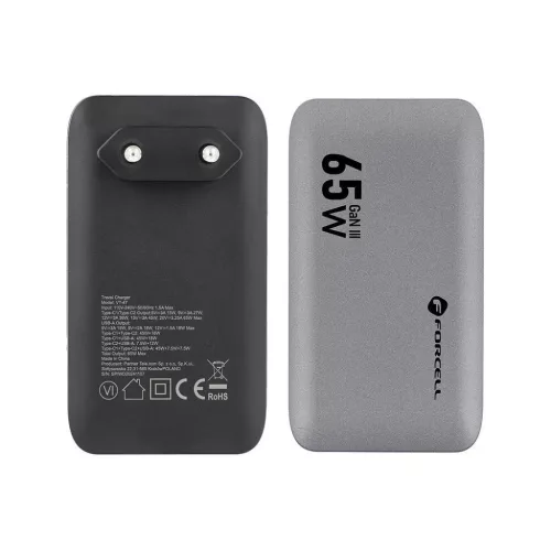 FORCELL F-ENERGY GaN VT-47 Ultra Slim utazó töltő 2 x Type C + USB -5903396336812 7 kép