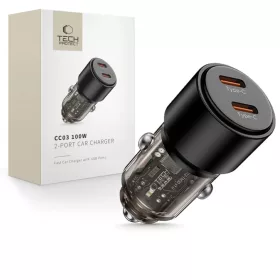 Tech-protect Cc03 2-port Autós Töltő Pd100w Fekete-5906302361687 1 kép