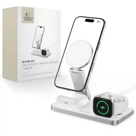   Tech-protect Qi15w-a47 3in1 Mágneses Magsafe Vezeték Nélküli Töltő Fehér