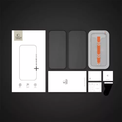 Tech-protect Quick Set+ 2-pack iPhone 15 / 16 Fekete üvegfólia-5906302363179 6 kép
