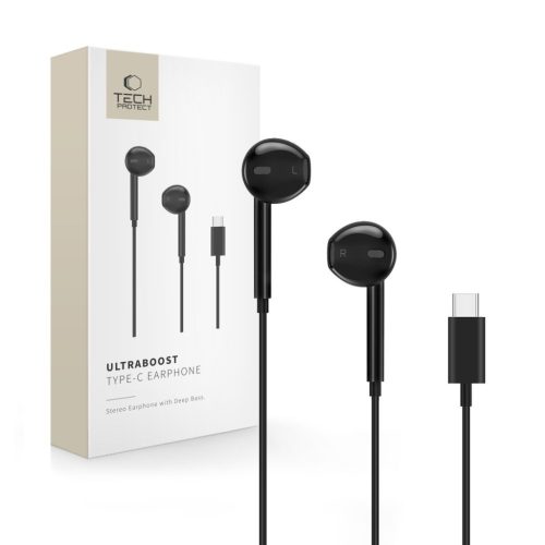 Tech-protect Ultraboost Type-c Earphone Core Fekete-5906302363438 5 kép