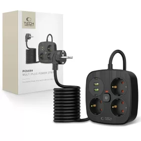 Tech-protect Pcs3x4 hálózati elosztó 2 Usb & 2 Type-c & 3 aljzat 20-5906302363414 1 kép