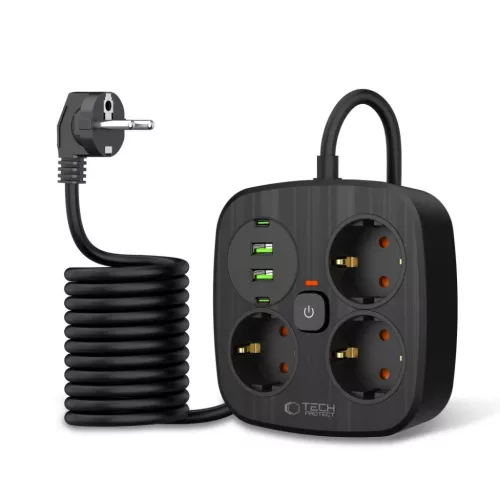 Tech-protect Pcs3x4 hálózati elosztó 2 Usb & 2 Type-c & 3 aljzat 20-5906302363414 2 kép