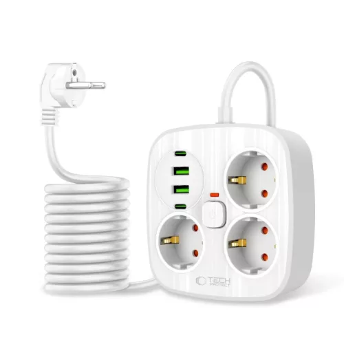 Tech-protect Pcs3x4 Hálózati elosztó 2 USB & 2 Type-C & 3 Konnektor-5906302363421 2 kép