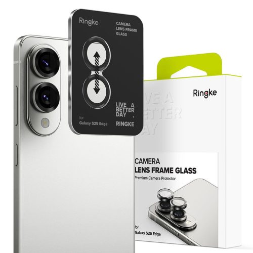 Ringke kamera védőkeret Galaxy S25 Edge fekete üvegfólia