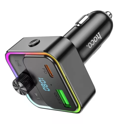 HOCO autós töltő Bravery PD30W QC3.0 + Bluetooth FM adó E81 fekete-6942007612296 3 kép
