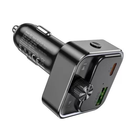 HOCO autós töltő Bravery PD30W QC3.0 + Bluetooth FM adó E81 fekete-6942007612296 4 kép