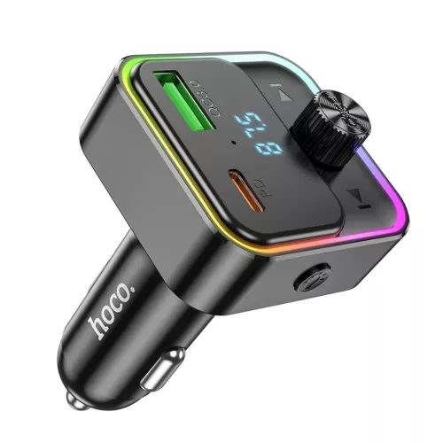 HOCO autós töltő Bravery PD30W QC3.0 + Bluetooth FM adó E81 fekete-6942007612296 5 kép