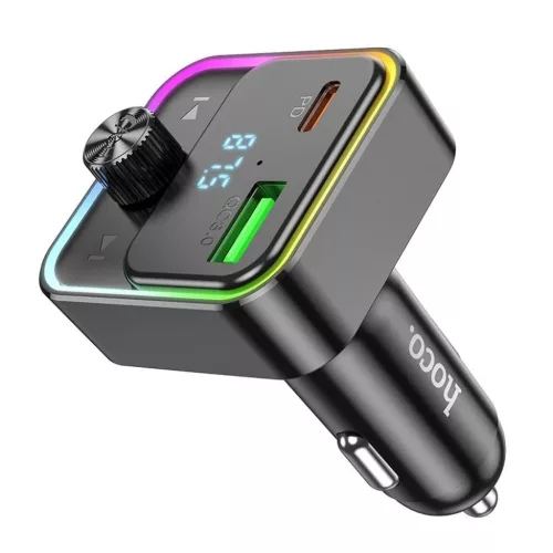 HOCO autós töltő Bravery PD30W QC3.0 + Bluetooth FM adó E81 fekete-6942007612296 6 kép