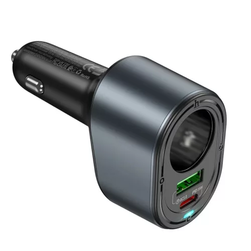 HOCO autós töltő USB A + Type C + szivargyújtó PD QC3.0 3A 35W Z5-6942007633031 4 kép