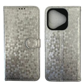    Honor 400 Lite ezüst irizáló fliptok bankkártya tartóval, csuklópánttal