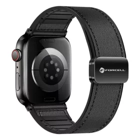   FORCELL F-DESIGN FA21 környezetbarát bőrszíj APPLE Watch 42 / 44 / 45 / 49 mm fekete