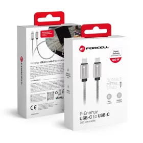 FORCELL F-ENERGY Metal C239 kábel Type C to Type C PD QC4.0 5A 100W E-5903396378478 2 kép