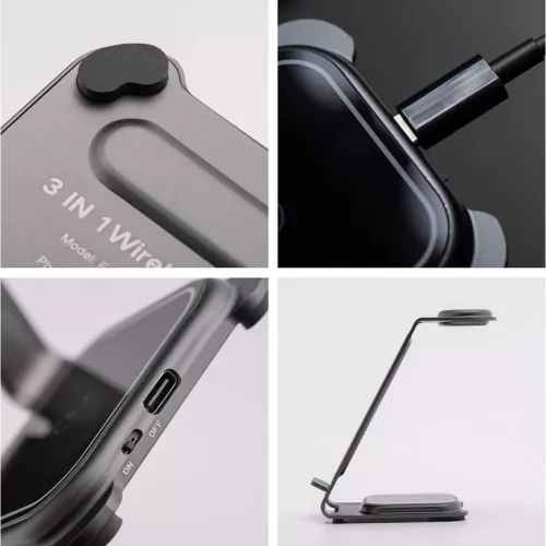 3in1 Apple Watch és Samsung Watch kompatibilis szürke töltőállom�-5903396384868 4 kép