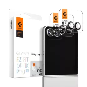    Samsung Galaxy Z Flip 7 fekete üvegfólia Spigen Optik Pro Hd Glas.tr ”Ez Fit” kamera védő 2 csomag