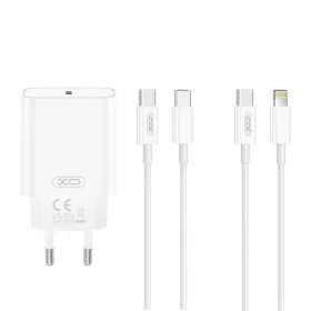   XO fali töltő CE32 PD 20W 1x USB-C fehér + USB-C - Lightning kábel
