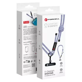   FORCELL F-DESIGN S10X165 keresztpántos telefontartó állítható hosszal (max 82,5 cm a hurokban) szürke-lila