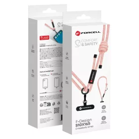   FORCELL F-DESIGN S10X165 állítható hosszúságú (max 82,5cm a hurkában) keresztpántos telefontartó rózsaszín-fehér