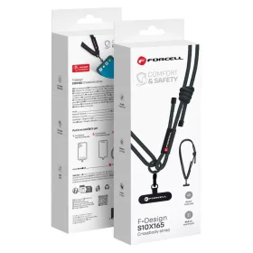   FORCELL F-DESIGN S10X165 állítható hosszúságú (max 82,5 cm a hurkon) crossbody telefon pánt fekete
