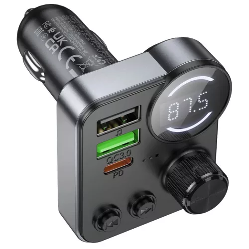 HOCO autós transmitter FM bluetooth 2 x USB A + Type C PD QC3.0 48W E-6942007646956 5 kép
