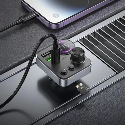 HOCO autós transmitter FM bluetooth 2 x USB A + Type C PD QC3.0 48W E-6942007646956 7 kép