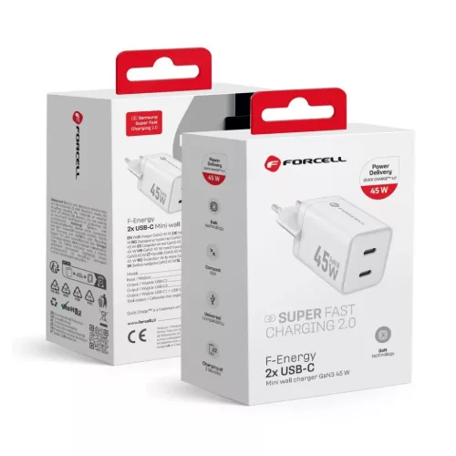 FORCELL F-ENERGY Mini GaN III VT-36B utazó töltő 2 x Type C aljzatt-5903396380129 2 kép
