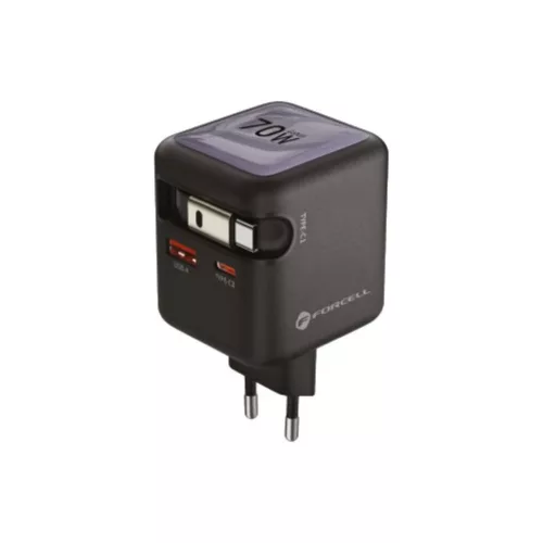 FORCELL F-ENERGY GaN III VT-R7 utazótöltő visszahúzható kábellel-5903396390838 3 kép