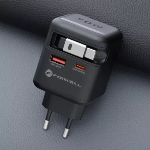 FORCELL F-ENERGY GaN III VT-R7 utazótöltő visszahúzható kábellel-5903396390838 4 kép