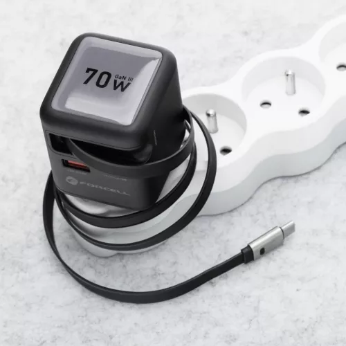 FORCELL F-ENERGY GaN III VT-R7 utazótöltő visszahúzható kábellel-5903396390838 6 kép